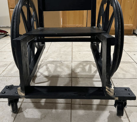 Foot rest area showing the structural weakness before reinforcement was added